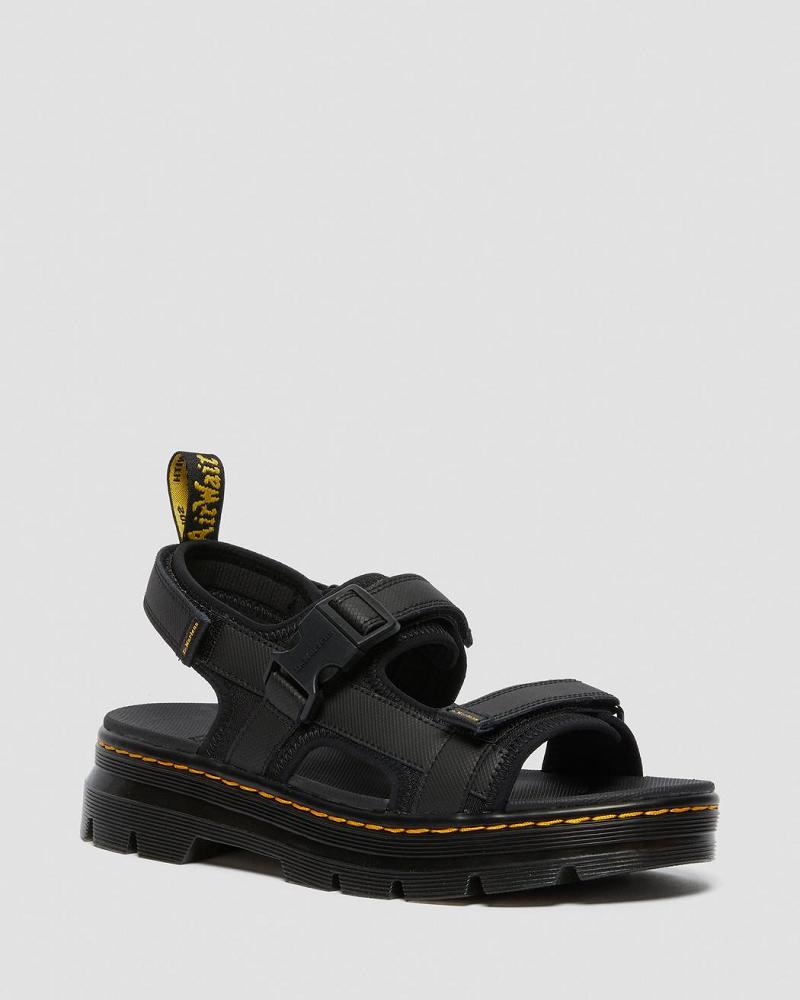 Men\'s Dr Martens Forster Webbing Strap Sandals Black | AU 637MQZ